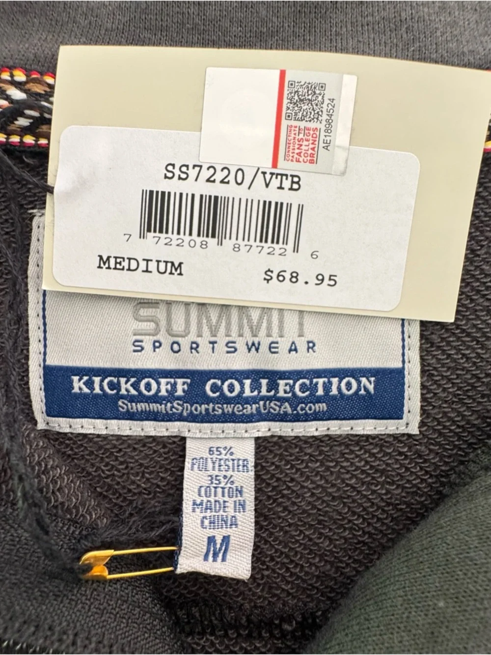 Ole Miss Quarter Zip Pullover NWT Cropped Sweatshirt Summit Sportswear M Gray - Picture 4 of 5